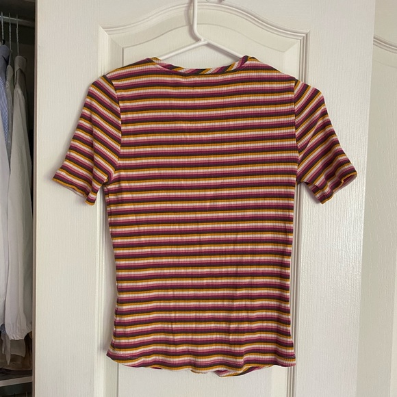 Anthropologie Maeve Ribbed Knit Button Up Tee - Picture 4 of 4